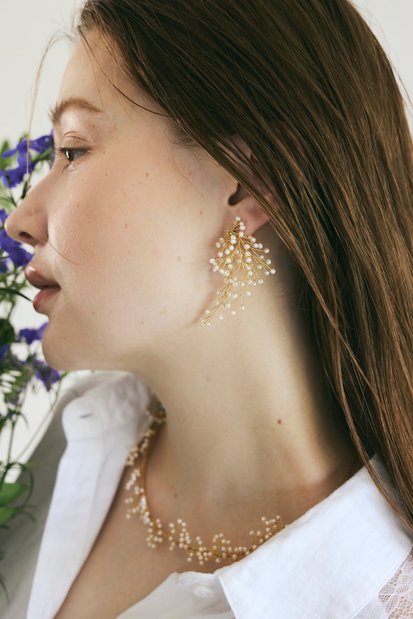 Mimosa Rain Crescent Pierced Earrings
