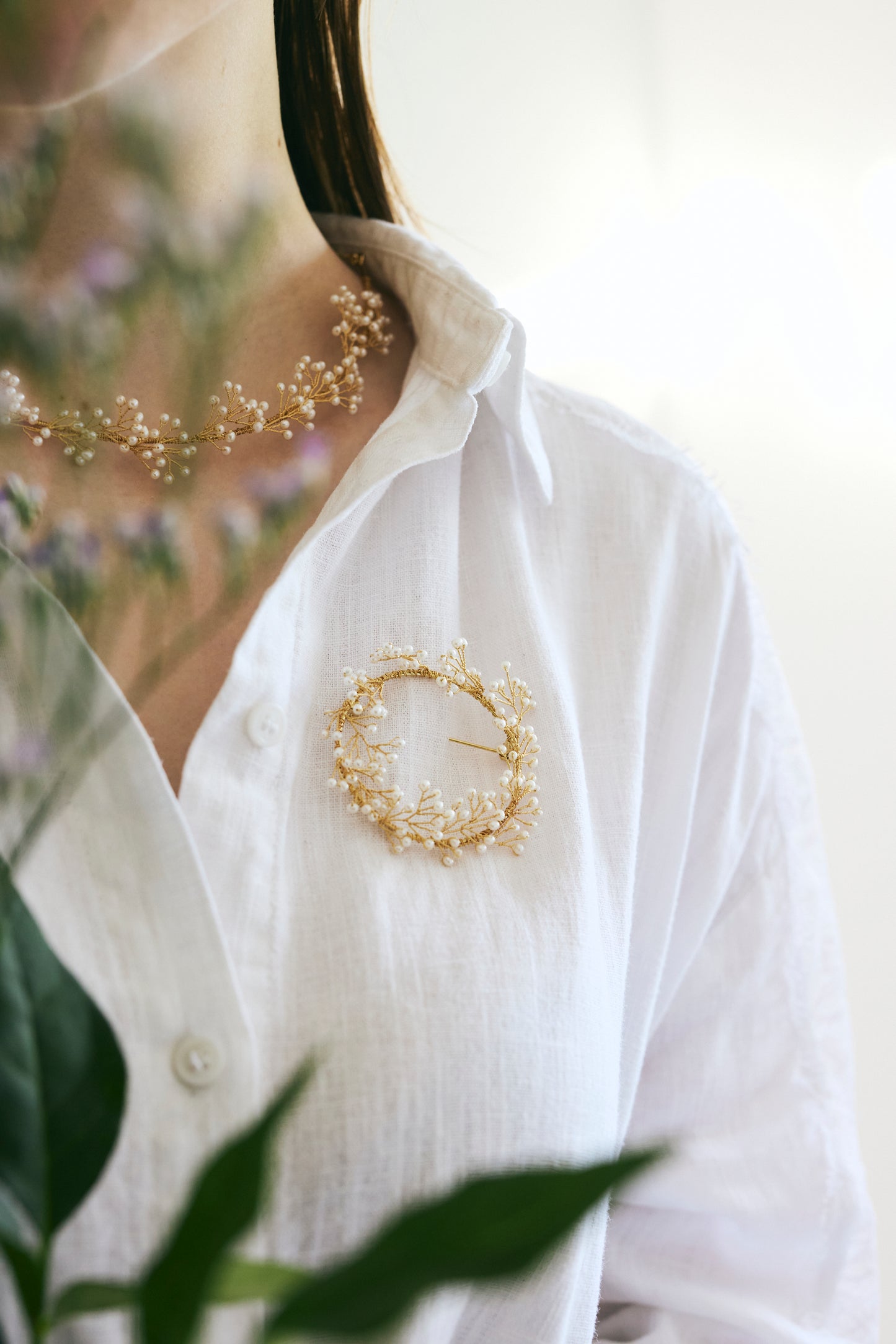 Mimosa Rain Wreath Brooch