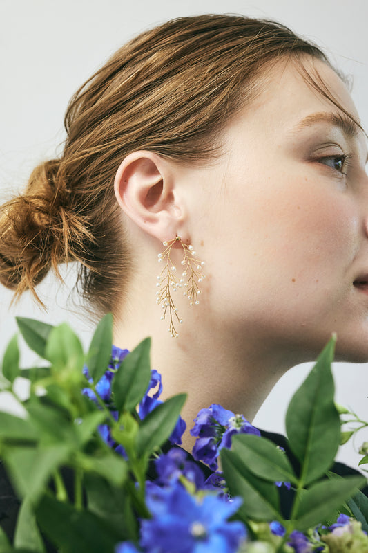 Mimosa Rain Branch Pierced Earrings