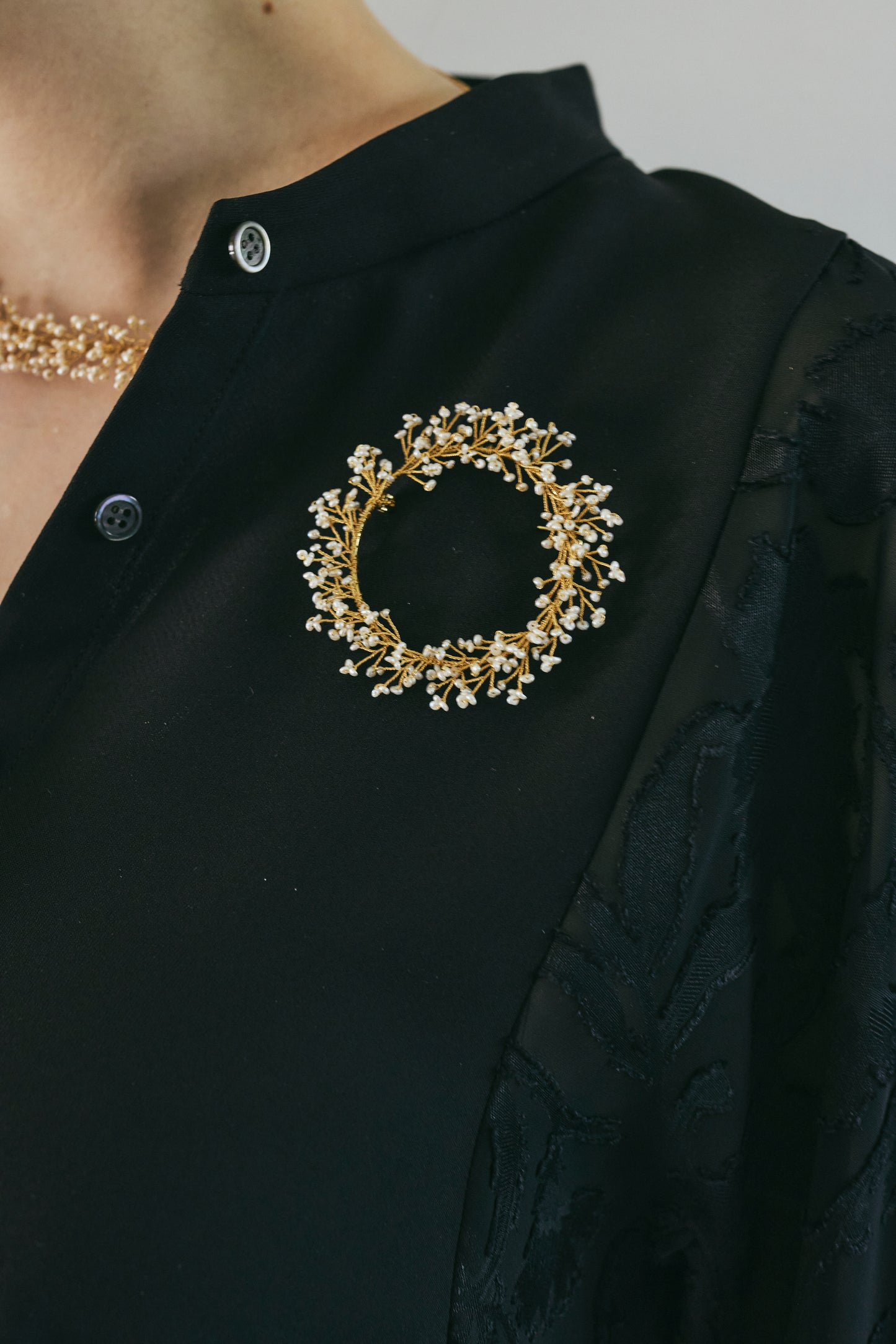 Mimosa Dew Wreath Brooch